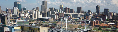 Johannesburg south africa city skyline Nelson Mandela bridge